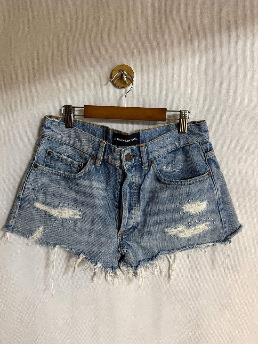 The Kooples Jeans Distressed Studded Denim Cutoff Shorts Size 2